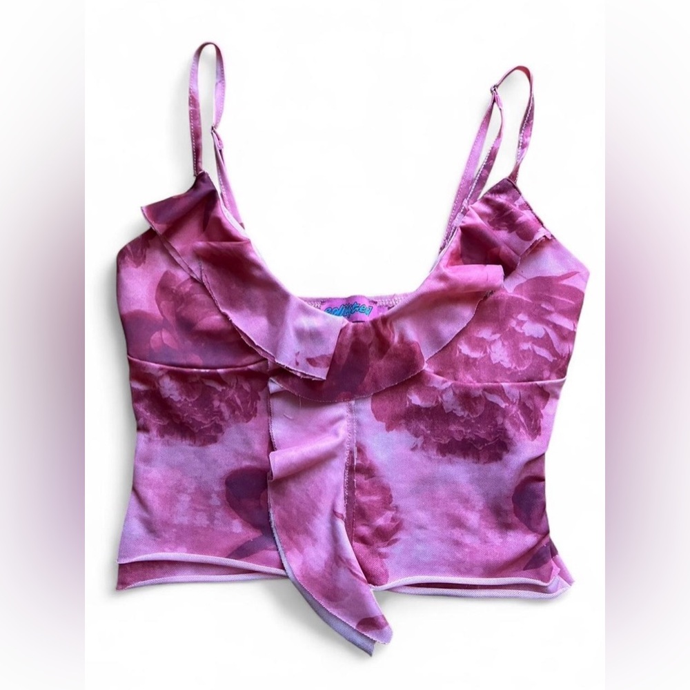 Edikted Pink Floral Camisole with Ruffles